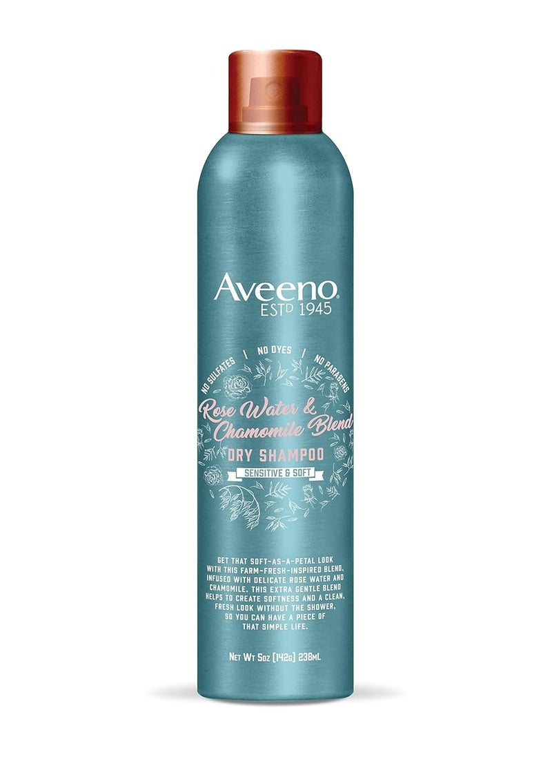 Aveeno Rose Water & Chamomile Blend Gentle Dry Shampoo for Sensitive Scalp & Soft Hair, Sulfate Free Dry Shampoo, Paraben & Dye-Free, 5 Fl Oz