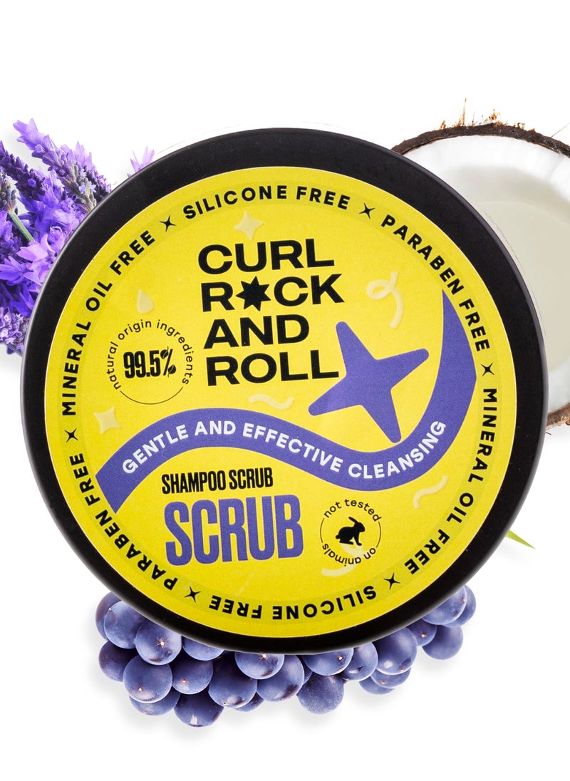 Curl Rock and Roll Scalp Scrub Shampoo for Hair - Cleanses and Volumizes - Paraben-Free, Sulfate-Free, 300 ml