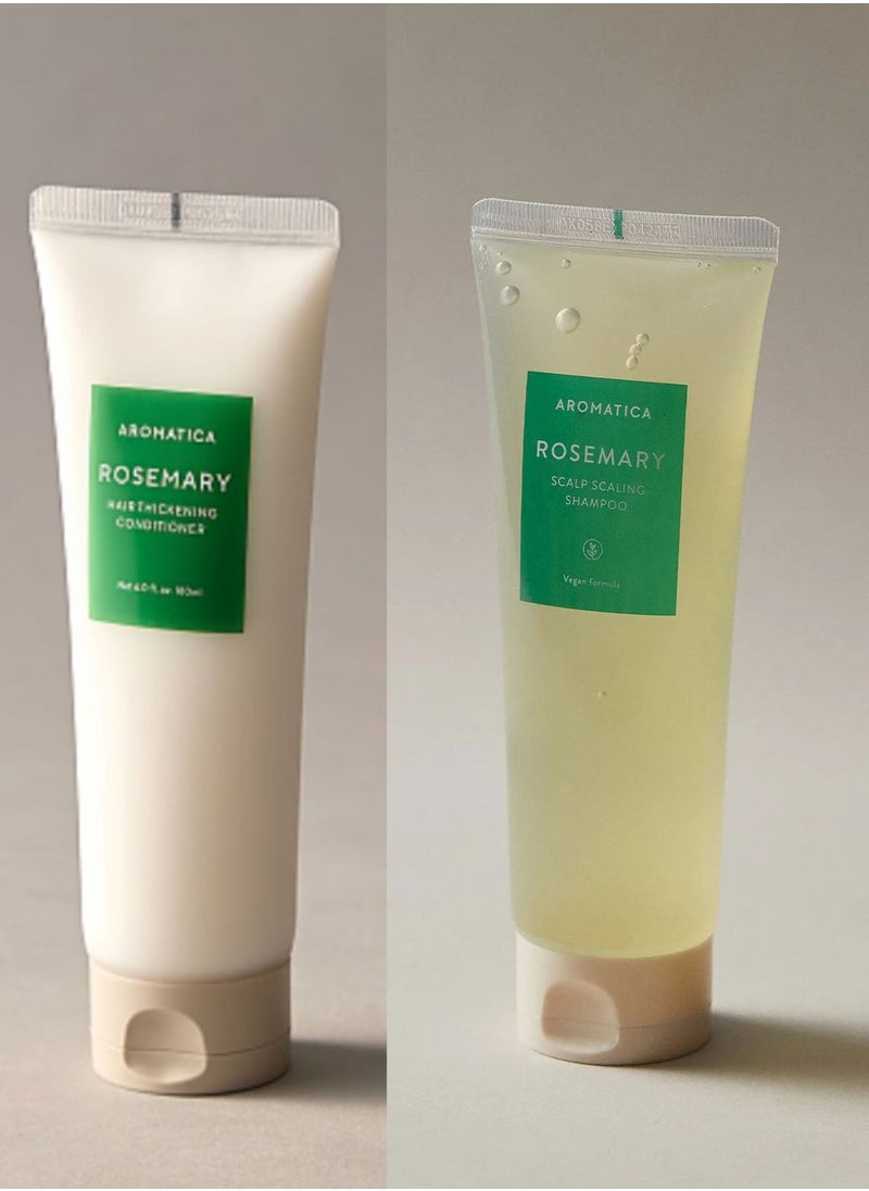 AROMATICA Rosemary Scalp Scaling Shampoo & Hair Thickening Conditioner Set 180ml each