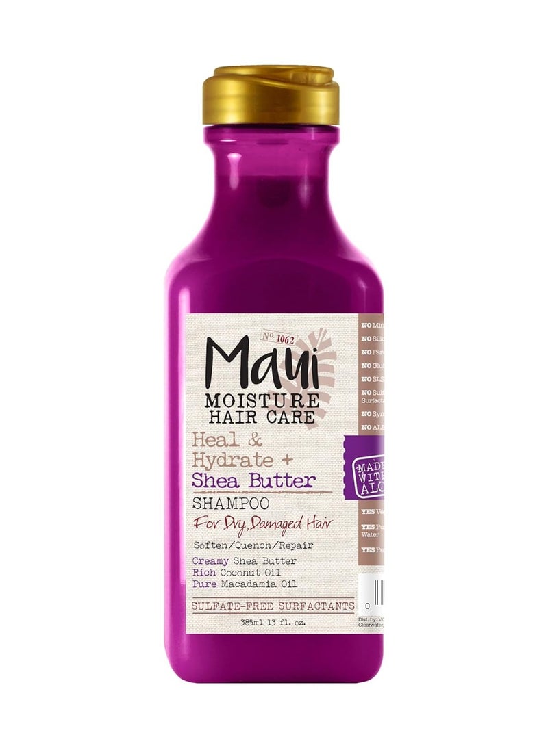 Maui Moisture Heal & Hydrate + Shea Butter Shampoo to Repair & Deeply Moisturize Tight Curly Hair with Coconut & Macademia Oils, Vegan, Silicone, Paraben & Sulfate-Free, 13 fl oz