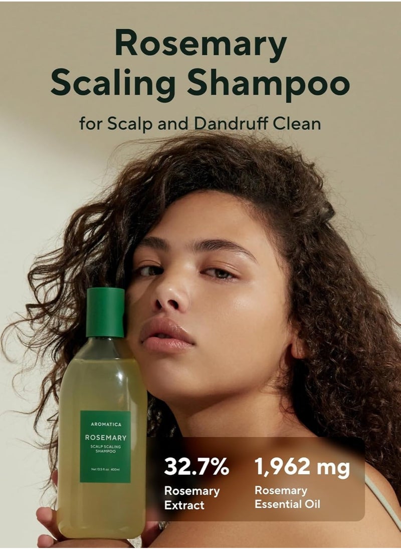 AROMATICA Rosemary Scalp Scaling Shampoo 13.53 oz/400 ml - Vegan Hair Growth Shampoo, Thinning Hair Loss Shampoo For Women - Free from Sulfate, Silicone, and Paraben