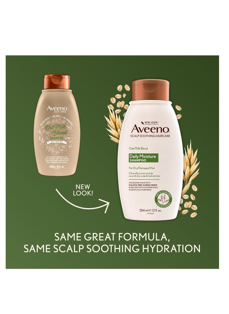 Aveeno Farm-Fresh Oat Milk Sulfate-Free Shampoo with Colloidal Oatmeal & Almond Milk, Moisturizing Shampoo for All Hair Types, Safe for Color-Treated Hair, Paraben & Dye-Free, 12 Fl Oz