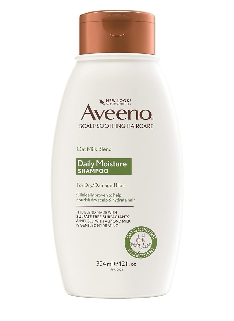 Aveeno Farm-Fresh Oat Milk Sulfate-Free Shampoo with Colloidal Oatmeal & Almond Milk, Moisturizing Shampoo for All Hair Types, Safe for Color-Treated Hair, Paraben & Dye-Free, 12 Fl Oz