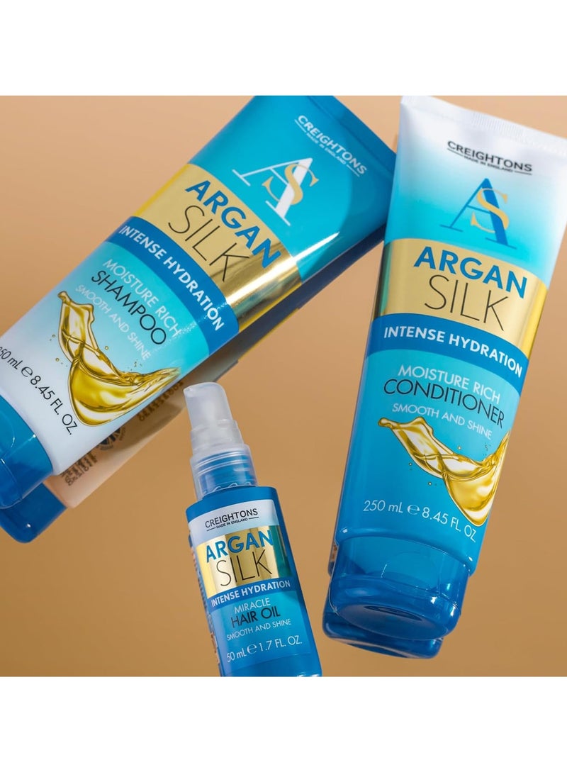 Argan Silk Moisture Rich Shampoo 250ml Professionally Formulated with Argan Oil from Morocco Replenishes Moisture for Strength and Shine For All Hair Types