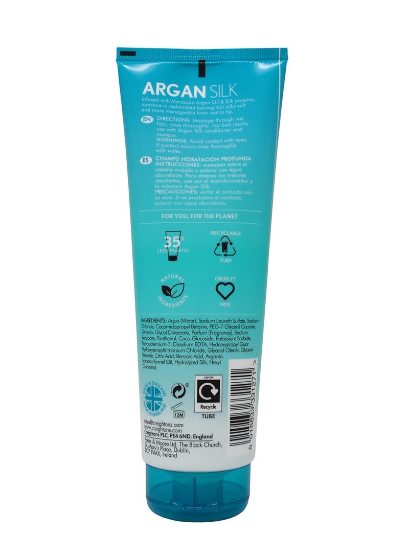 Argan Silk Moisture Rich Shampoo 250ml Professionally Formulated with Argan Oil from Morocco Replenishes Moisture for Strength and Shine For All Hair Types