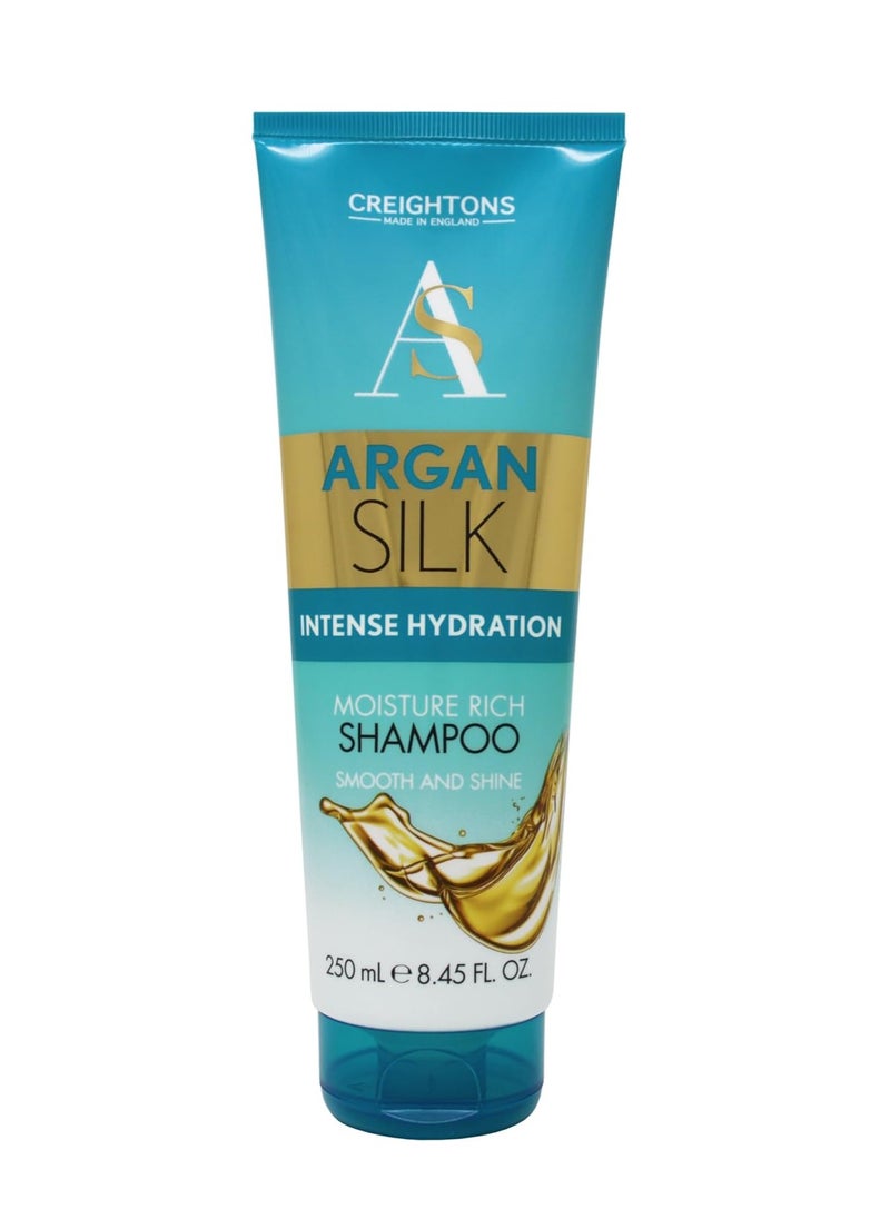 Argan Silk Moisture Rich Shampoo 250ml Professionally Formulated with Argan Oil from Morocco Replenishes Moisture for Strength and Shine For All Hair Types