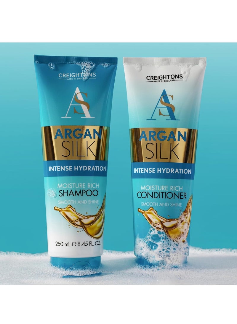 Argan Silk Moisture Rich Shampoo 250ml Professionally Formulated with Argan Oil from Morocco Replenishes Moisture for Strength and Shine For All Hair Types