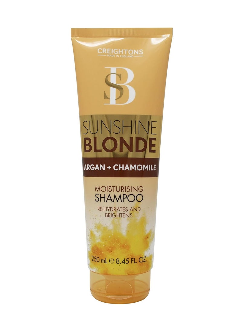 Sunshine Blonde Extra Moisturizing Shampoo 250ml With argan and chamomile Rehydrates brightens and enhances natural and colour treated blondes