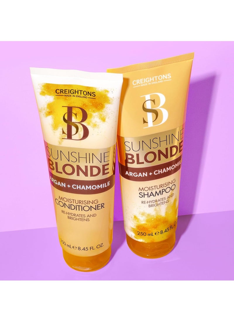 Sunshine Blonde Extra Moisturizing Shampoo 250ml With argan and chamomile Rehydrates brightens and enhances natural and colour treated blondes