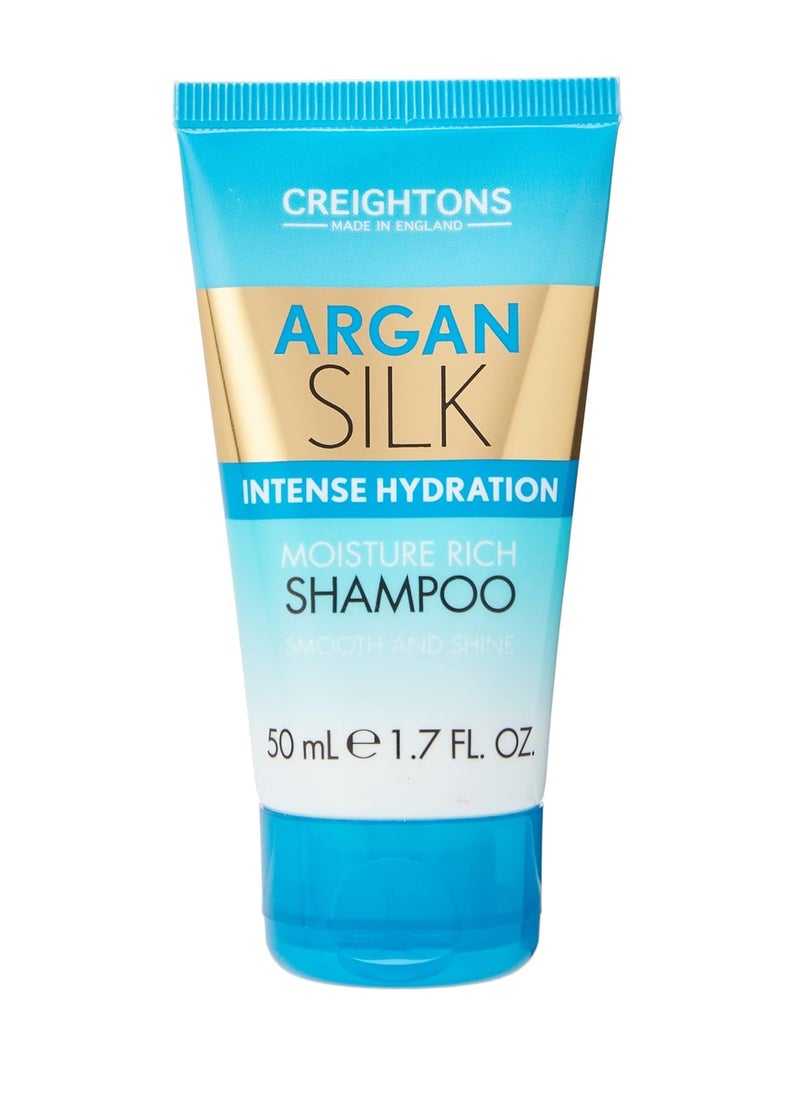 Argan Silk Intense Hydration Moisture Rich Shampoo 50ml Professionally formulated with Argan Oil from Morocco Replenishes Moisture for Strength and Shine For all hair types