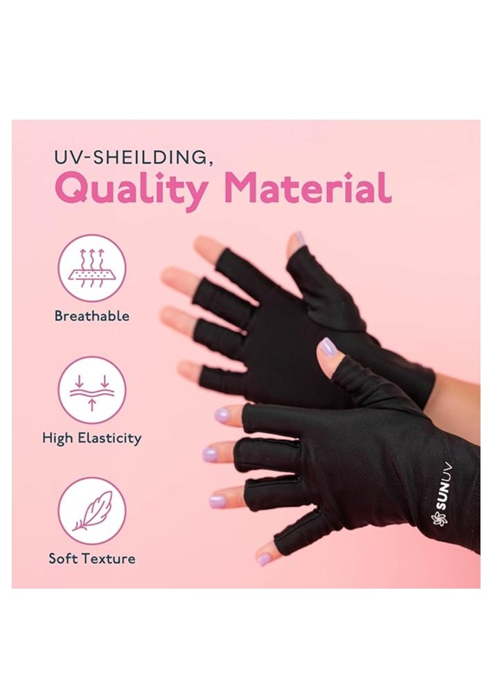 SUNUV LED Gloves for Gel Nails, UPF 50+ Anti UV Gloves for Gel Nail Lamp, Professional UV Gloves for Nail Techs