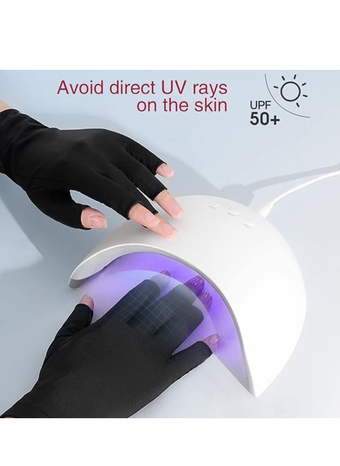 4 Pairs UV Gloves for Nail Lamp Light Manicure Gloves UV Light for Gel Nails, Hand UV Protection Gloves for Nail UV lamp