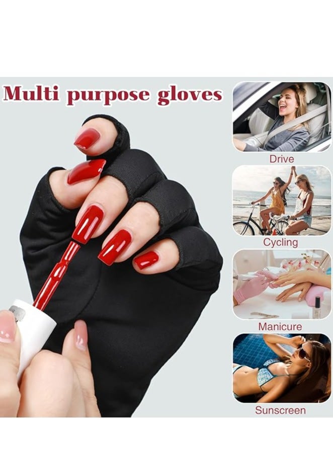 4 Pairs UV Gloves for Nail Lamp Light Manicure Gloves UV Light for Gel Nails, Hand UV Protection Gloves for Nail UV lamp