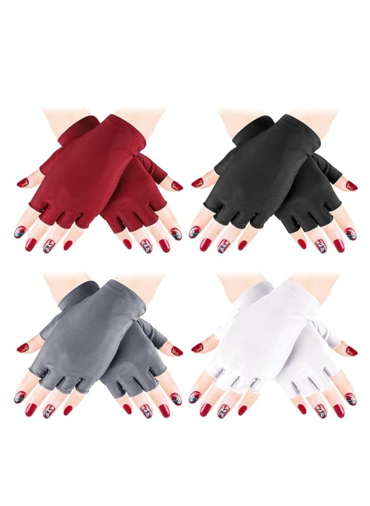 4 Pairs UV Gloves for Nail Lamp Light Manicure Gloves UV Light for Gel Nails, Hand UV Protection Gloves for Nail UV lamp