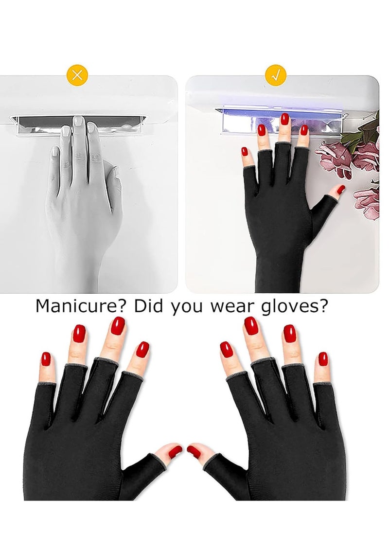 Pimoys UV Gloves for Gel Manicures UPF50+ Fingerless UV Light Gloves for Gel Nails,UV Nails Gloves Manicure Gloves UV Protection Gloves