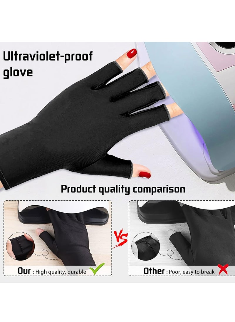 Pimoys UV Gloves for Gel Manicures UPF50+ Fingerless UV Light Gloves for Gel Nails,UV Nails Gloves Manicure Gloves UV Protection Gloves