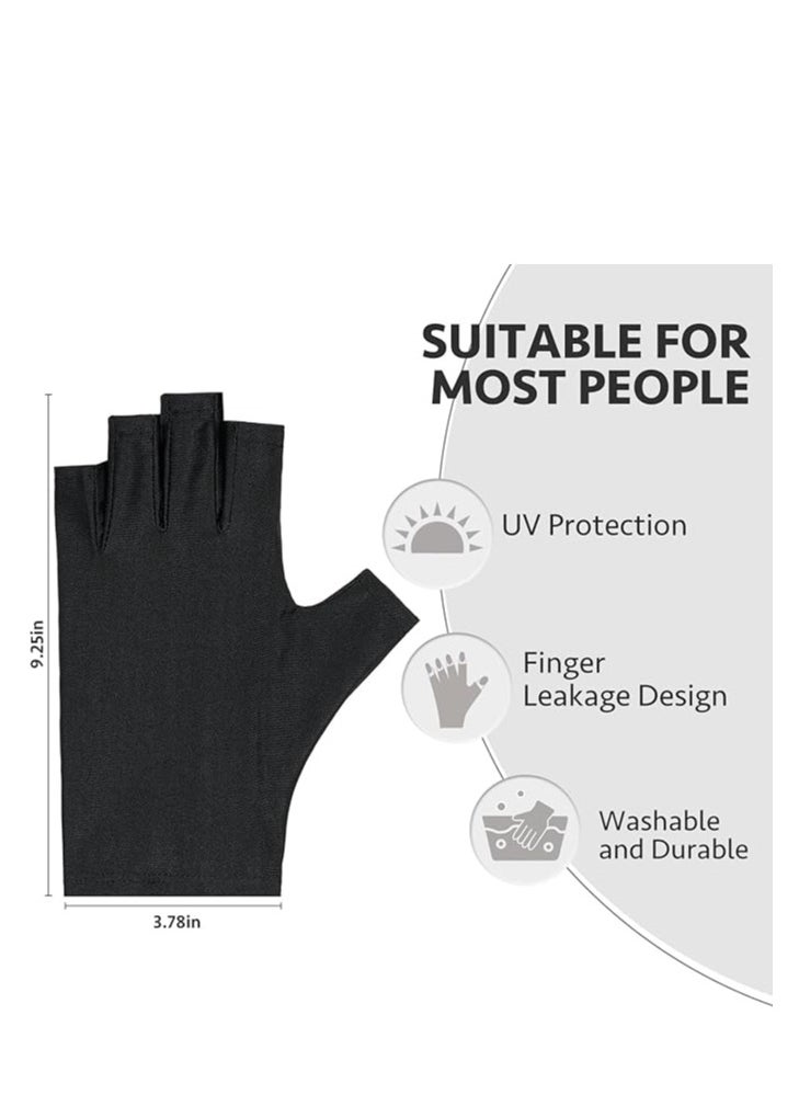 GAOY Anti UV Gloves for Gel Nail Lamp, Professional Fingerless UPF50+ UV Light Protection Gloves for Home DIY & Salon Use Nail Art Accessories