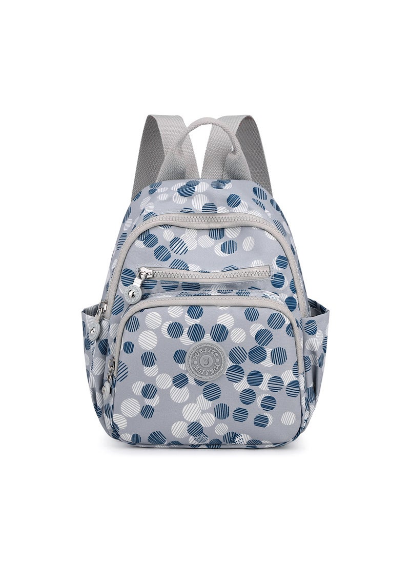 2024 Floral Korean Backpack Womens Large Capacity Fashion Blue and white dots