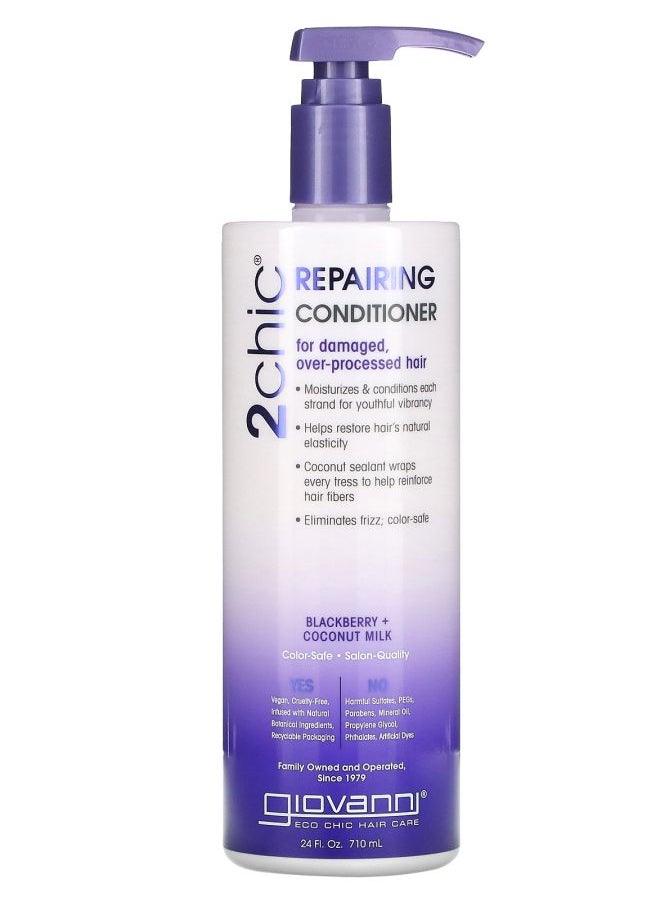 2chic Repairing Conditioner For Damaged Over-Processed Hair Blackberry + Coconut Milk 24 fl oz (710 ml)