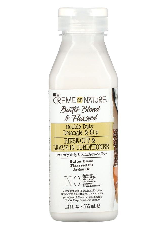 Butter Blend & Flaxseed Double Duty Detangle & Slip Rinse-Out & Leave-In Conditioner 12 fl oz (355 ml)