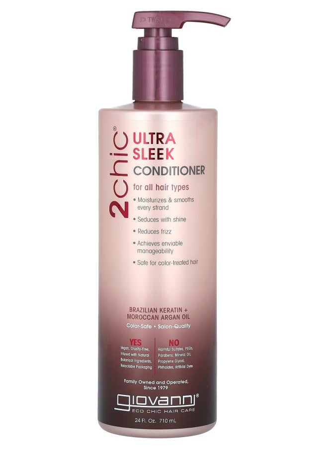 2chic Ultra Sleek Conditioner For All Hair Types Brazilian Keratin + Moroccan Argan Oil 24 fl oz (710 ml)