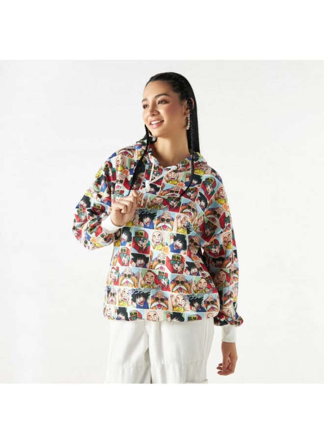 All-Over Dragon Ball Print Hoodie with Long Sleeves