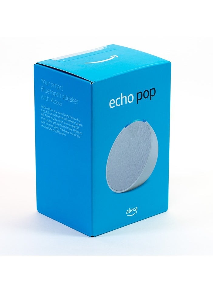 Echo Pop Full sound compact Wi-Fi & Bluetooth smart speaker with Alexa Use your voice to control smart home devices, play music or the Quran, and more (speaks English & Khaleeji) white