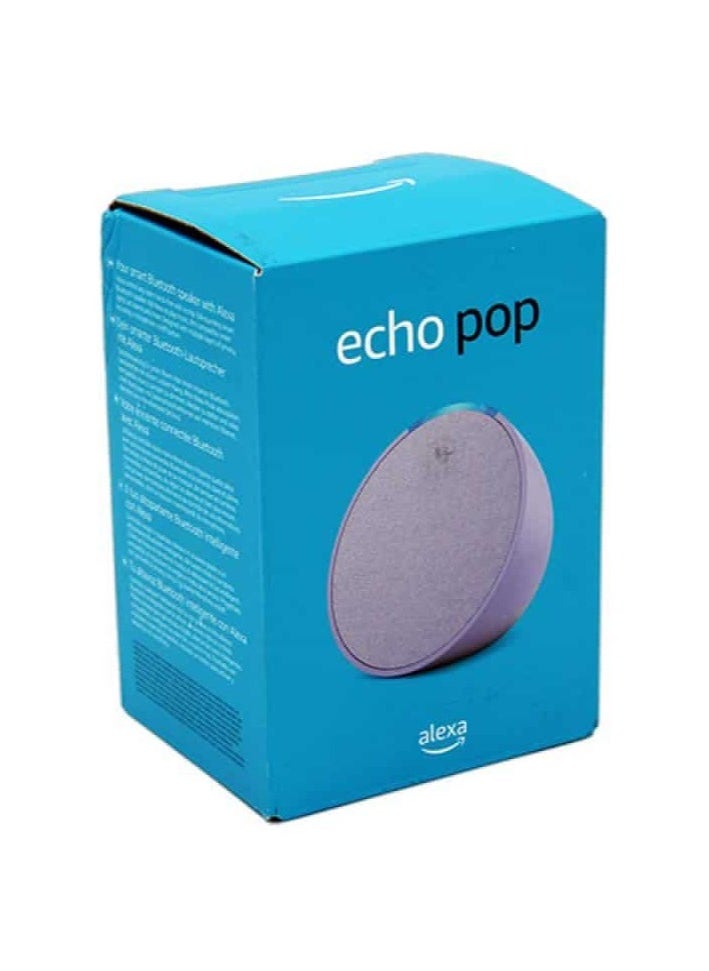 Echo Pop  Full sound compact Wi-Fi & Bluetooth smart speaker with Alexa  Use your voice to control smart home devices, play music or the Quran, and more (speaks English & Khaleeji)  Lavender