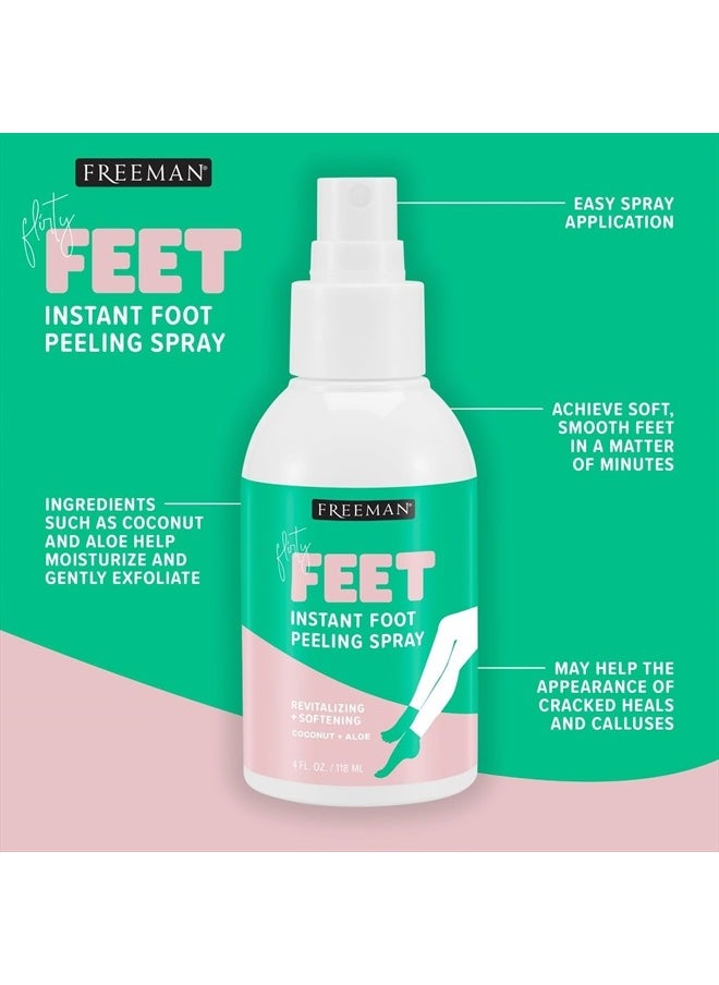 Flirty Feet Instant Foot Peeling Spray, Exfoliating Foot Mask For Summer, Moisturizing & Smooth Dry, Cracked Heels, Remove Dead Skin Quickly, Cruelty-Free & Vegan, 4 fl.oz./ 118 ml Bottle