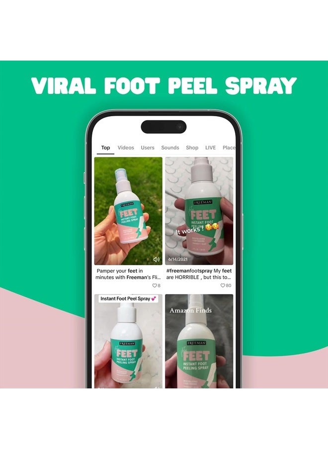 Flirty Feet Instant Foot Peeling Spray, Exfoliating Foot Mask For Summer, Moisturizing & Smooth Dry, Cracked Heels, Remove Dead Skin Quickly, Cruelty-Free & Vegan, 4 fl.oz./ 118 ml Bottle