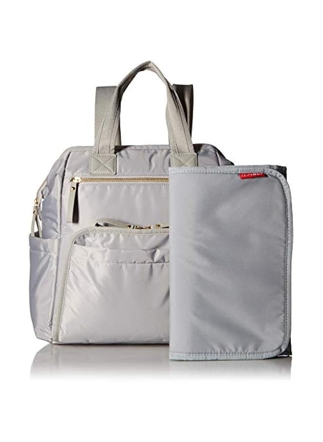 Diaper Bag Backpack:Mainframe Large Capacity Wide Open Structure with Changing Pad & Stroller Attachment, Cement