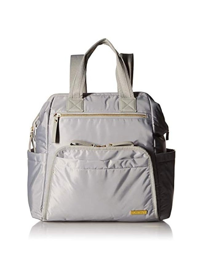 Diaper Bag Backpack:Mainframe Large Capacity Wide Open Structure with Changing Pad & Stroller Attachment, Cement