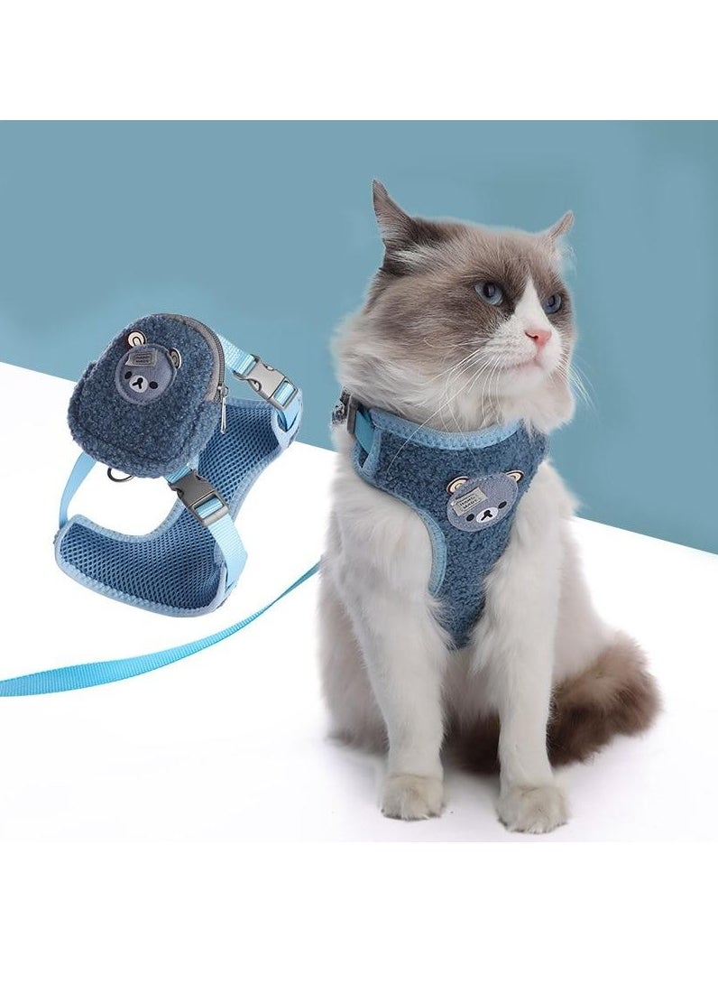 Cat Adjustable Backpack Harness Cute Cartoon Collar For Cats Kitten Collar With Backpack Harness For Small Medium Cat