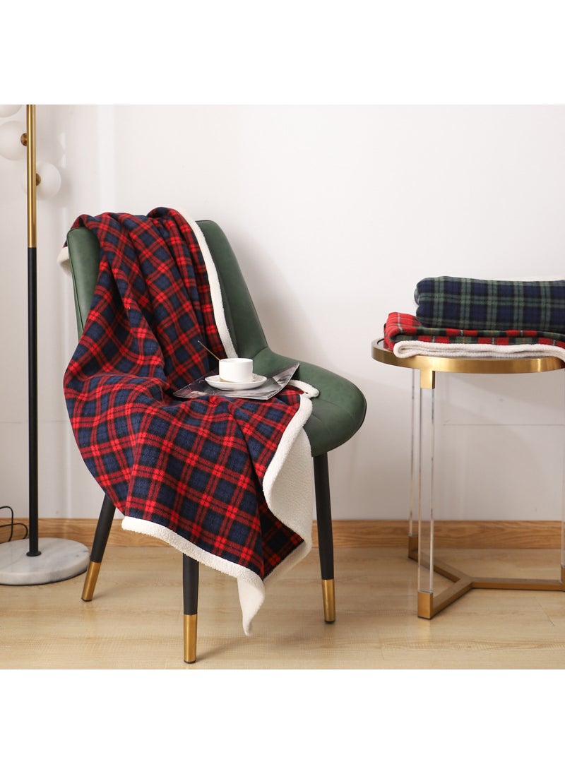 Scottish Plaid Fleece Knee Blanket red and blue plaid