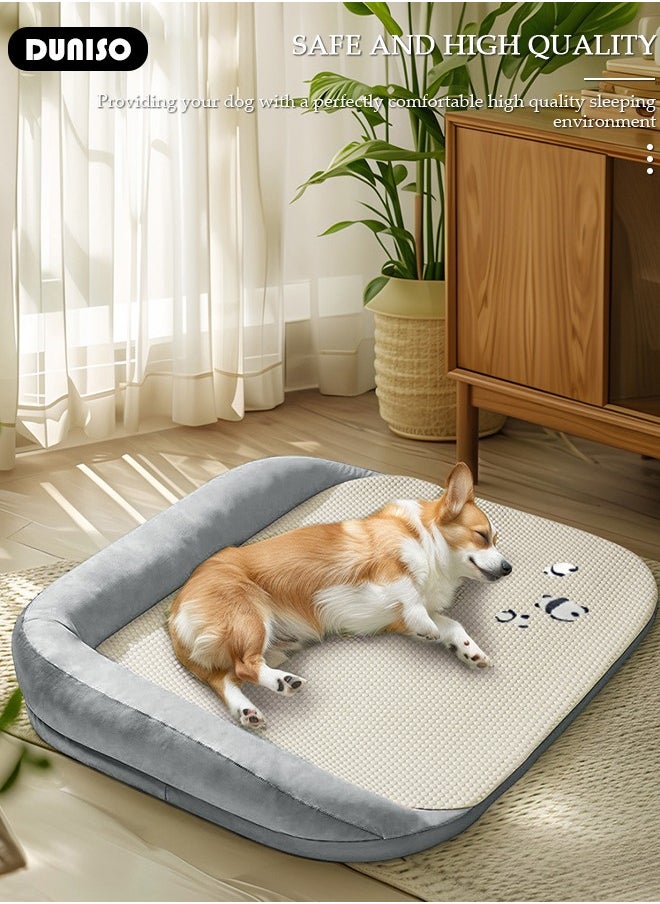 Dog Bed Sofa with Removable Washable Cover,  L-shape Premium Waterproof Bolster Pet Couch, Easy Clearing Pet Bed for Dogs, Cats