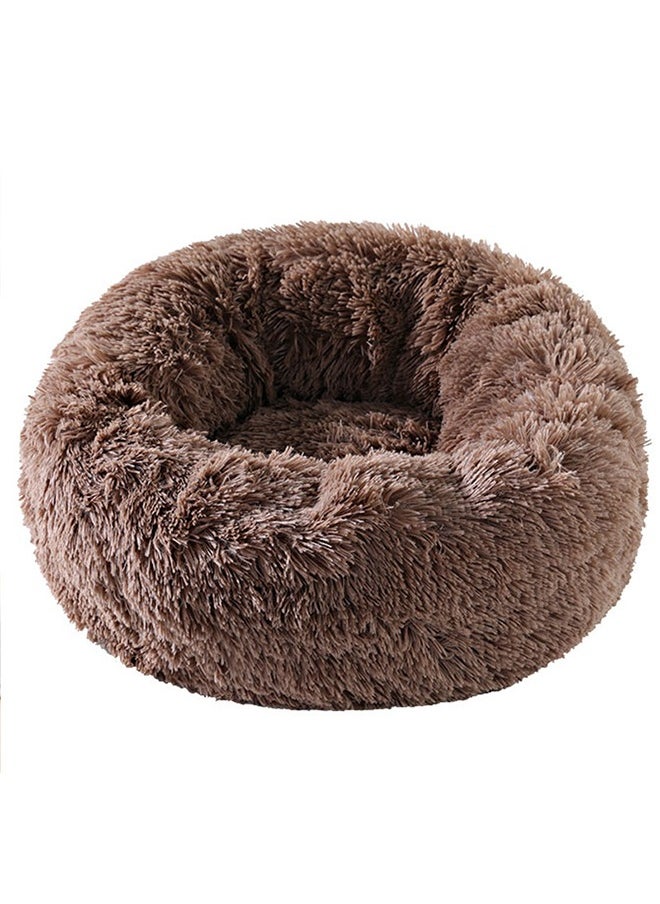 Plush Round Pet Litter, Warm Kennel Electronic, Removable Cat Litter, Large Pet Supplies l Size, 40*40 (Brown)