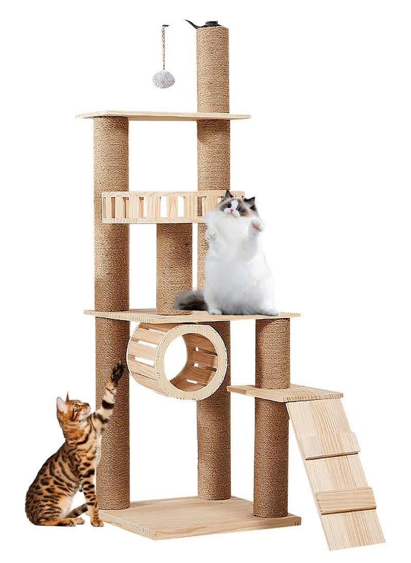 Solid Wood Cat Tree Cat Tower Cat Climbing Frame Cat Roller Toys Pet Supplies