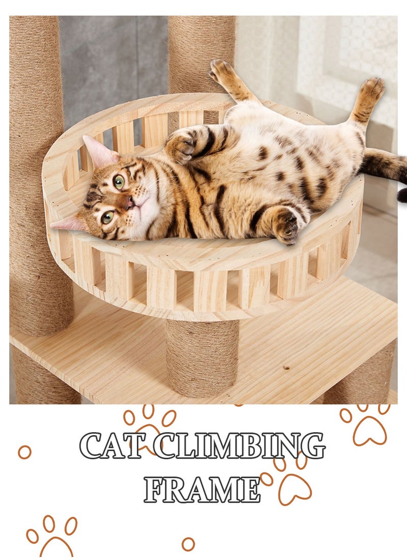 Solid Wood Cat Tree Cat Tower Cat Climbing Frame Cat Roller Toys Pet Supplies