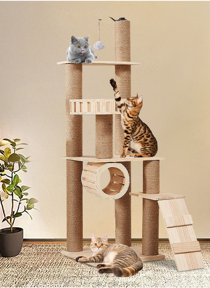 Solid Wood Cat Tree Cat Tower Cat Climbing Frame Cat Roller Toys Pet Supplies