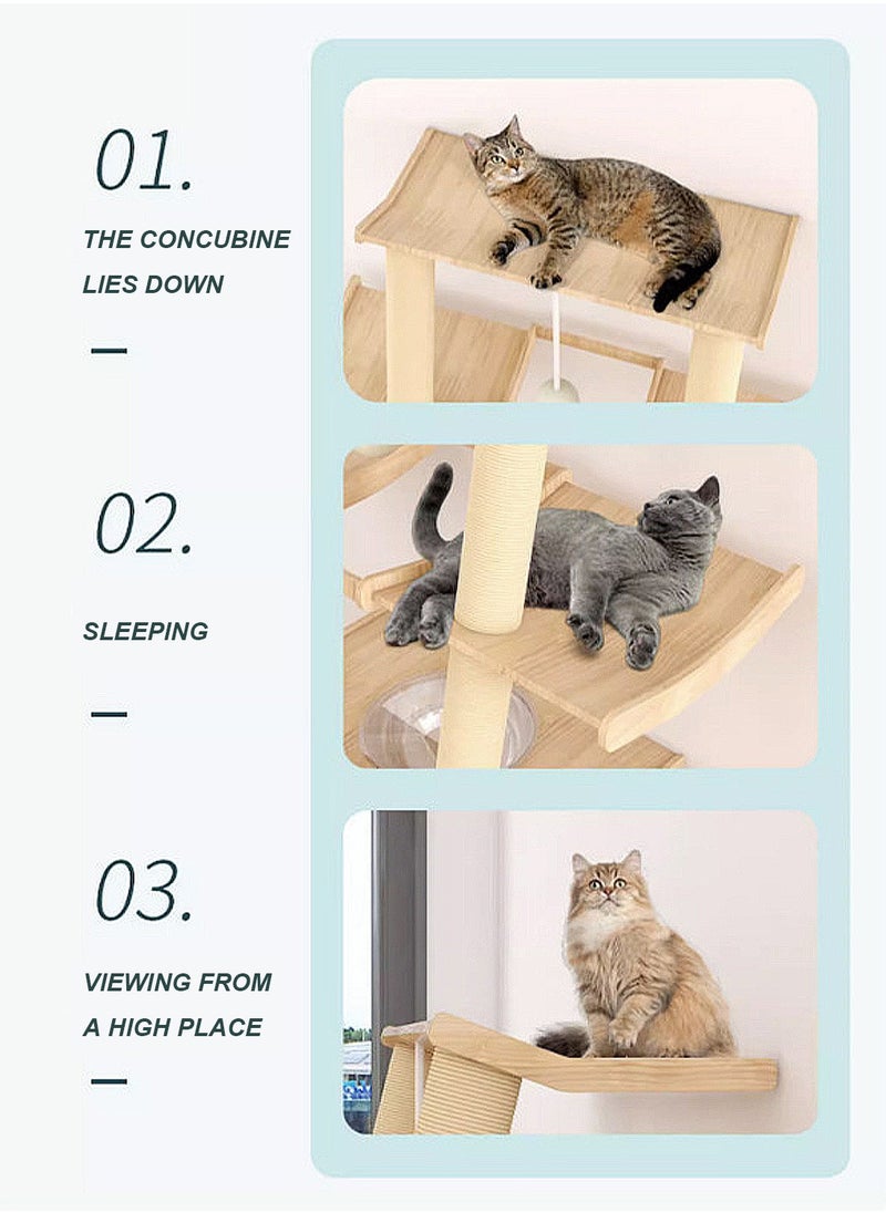 Cat Tree Cat House Cat Climbing Frame Small House Solid Wood Against the Wall Cat Scratching Board Cat Jumping Platform Climbing Post Wall Type