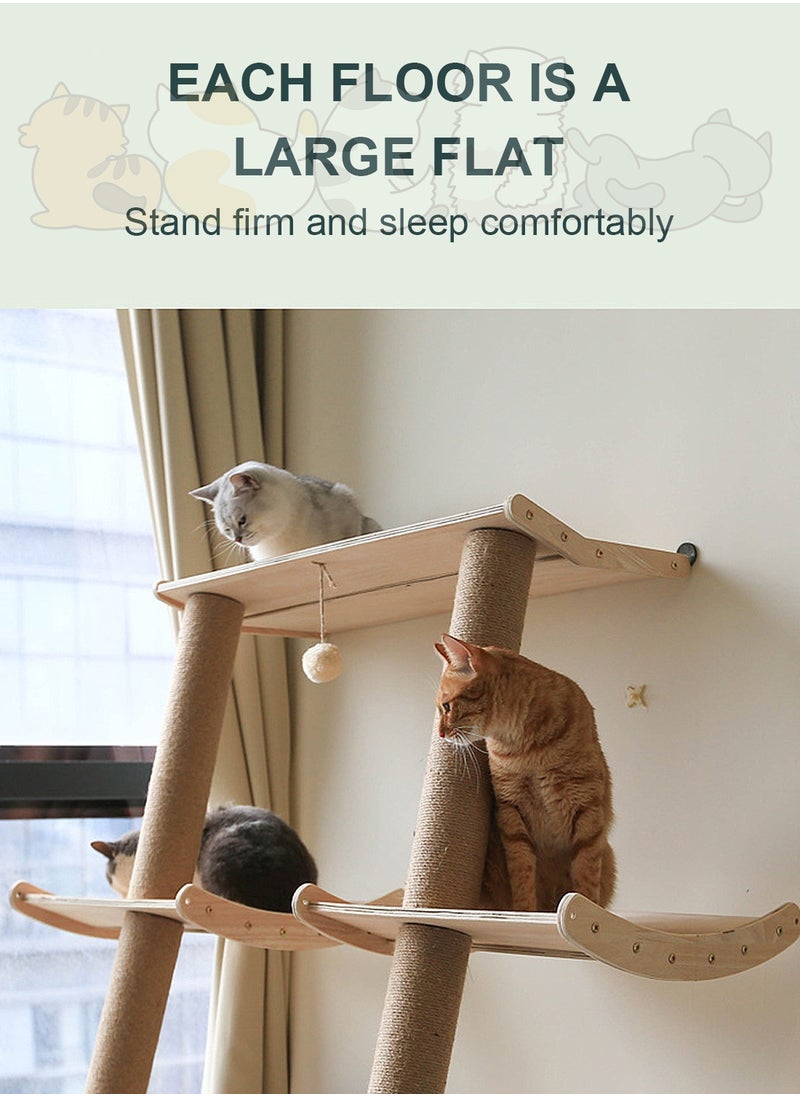 Cat Tree Cat House Cat Climbing Frame Small House Solid Wood Against the Wall Cat Scratching Board Cat Jumping Platform Climbing Post Wall Type