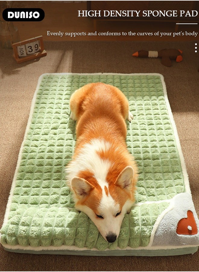 Dog Bed, High Density Foam Pet Bed with Removable Washable Cover, Warm Pet Mat with Plush Couch, Dog Sofa Beds with Non-Slip Waterproof Bottom for Medium Dogs, Large Cat