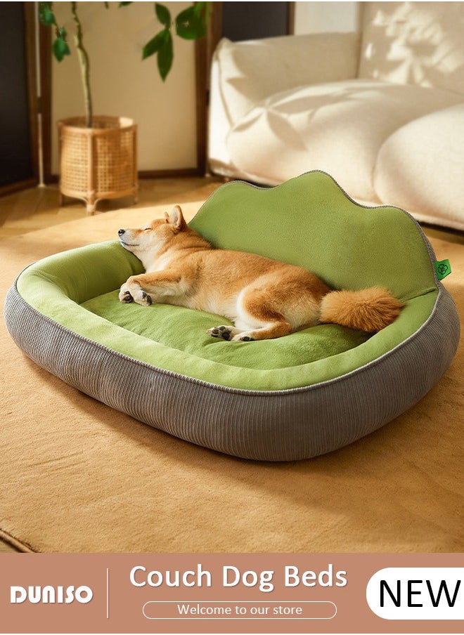 Rectangle Dog Bed with Backrest, Soft Pet Bed with Removable Washable Cover, Comfortable Pet Sofa with Anti-Slip Bottom, Breathable Cats Bed with Heavy Fillers for Small Medium Large Dogs Cats Pet