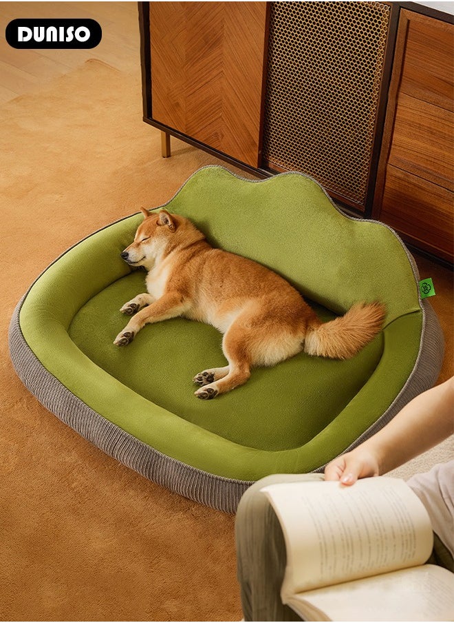 Rectangle Dog Bed with Backrest, Soft Pet Bed with Removable Washable Cover, Comfortable Pet Sofa with Anti-Slip Bottom, Breathable Cats Bed with Heavy Fillers for Small Medium Large Dogs Cats Pet