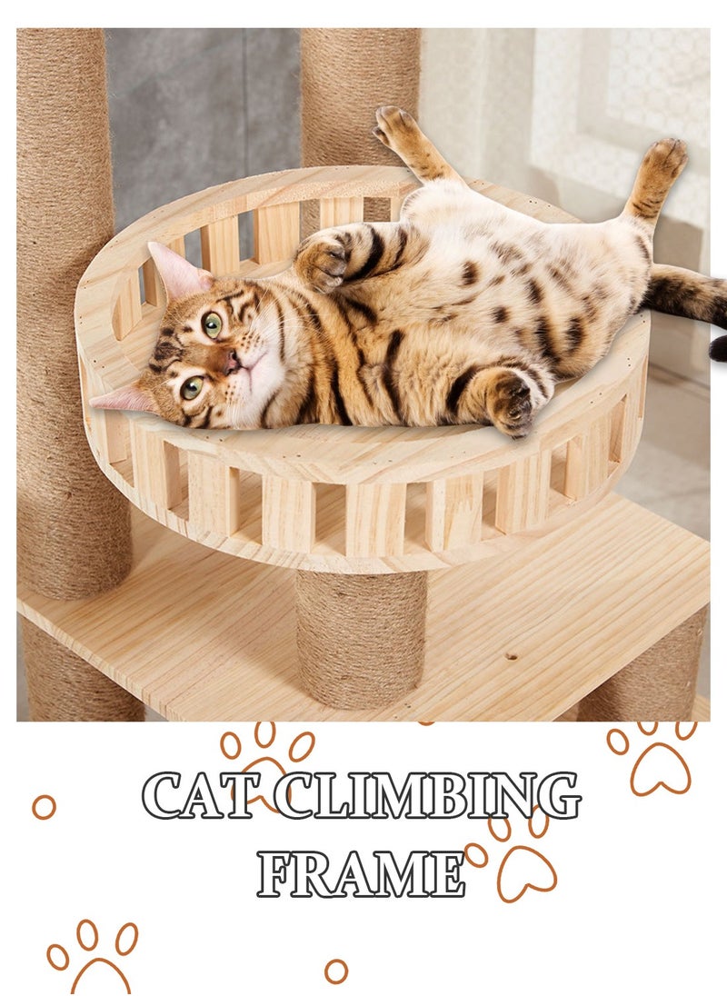 Wooden Pet Cat Climbing Frame Cat Tree Toy With Cat House Cat Jumping Platform Claw Sharpening Cat Scratching Post 40*40*130cm