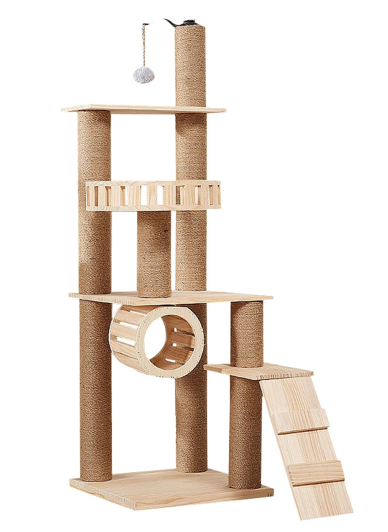 Solid Wood Cat Climbing Frame Cat Roller Toys Pet Supplies