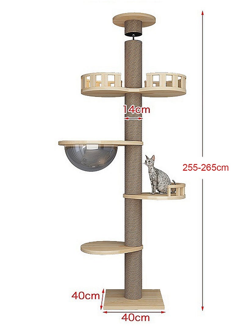 Wooden Pet Cat Climbing Frame Cat Tree Toy With Cat House Cat Jumping Platform Claw Scratching Post 40*40*255cm