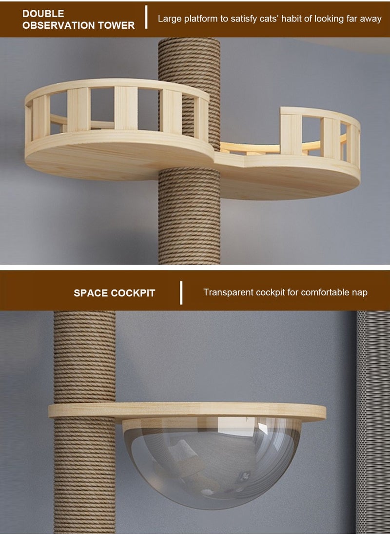 Wooden Pet Cat Climbing Frame Cat Tree Toy With Cat House Cat Jumping Platform Claw Scratching Post 40*40*255cm