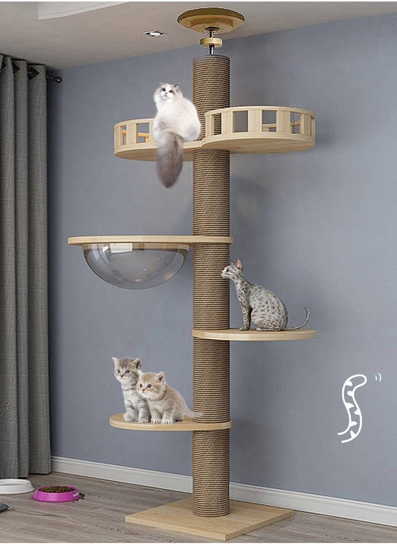 Wooden Pet Cat Climbing Frame Cat Tree Toy With Cat House Cat Jumping Platform Claw Scratching Post 40*40*255cm