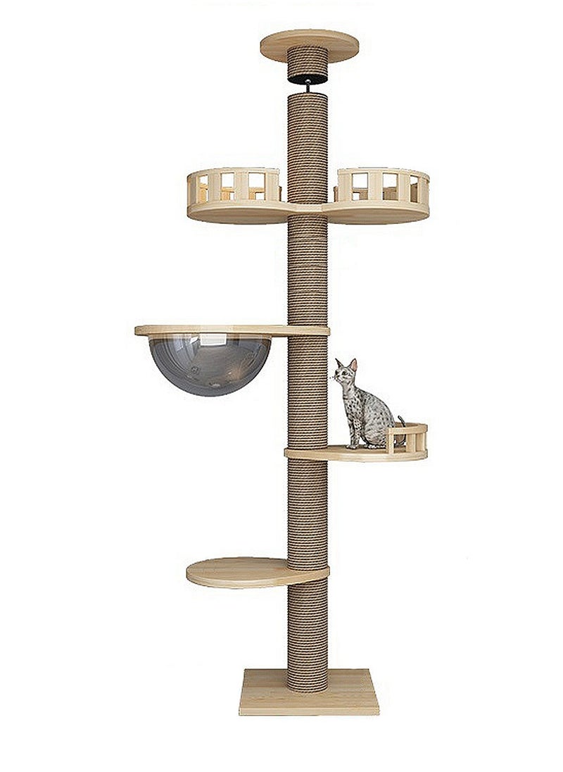Wooden Pet Cat Climbing Frame Cat Tree Toy With Cat House Cat Jumping Platform Claw Scratching Post 40*40*255cm